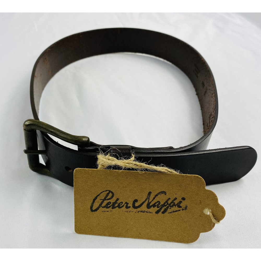Peter Nappi Brown T Moro Belt Pure Leather Made In Italy Mens Size 28 NWT